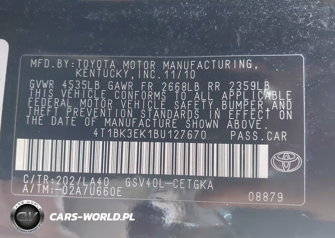 2011 Toyota Camry Le V6-Se V6-Xle V6 VIN:4T1BK3EK1BU127670 - 9