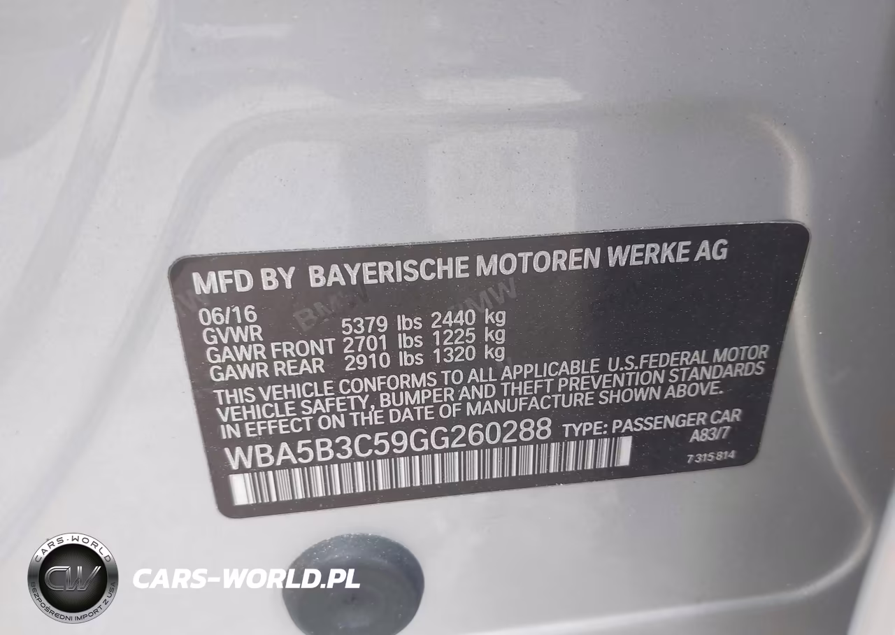 2016 BMW 535I xDrive VIN:WBA5B3C59GG260288 - 9