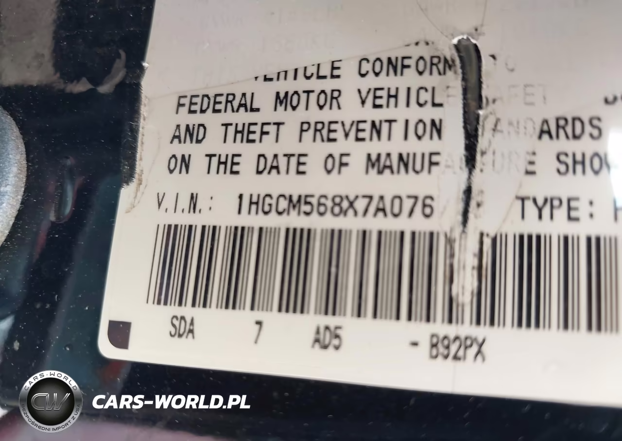 2007 Honda Accord 2.4 Ex VIN:1HGCM568X7A076715 - 9