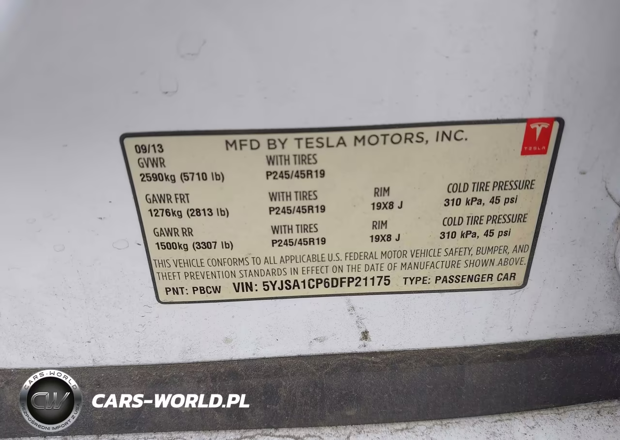 2013 Tesla Model S Performance VIN:5YJSA1CP6DFP21175 - 9