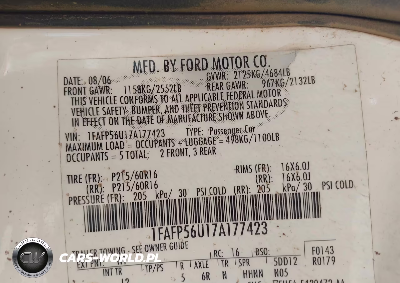 2007 Ford Taurus Sel VIN:1FAFP56U17A177423 - 9