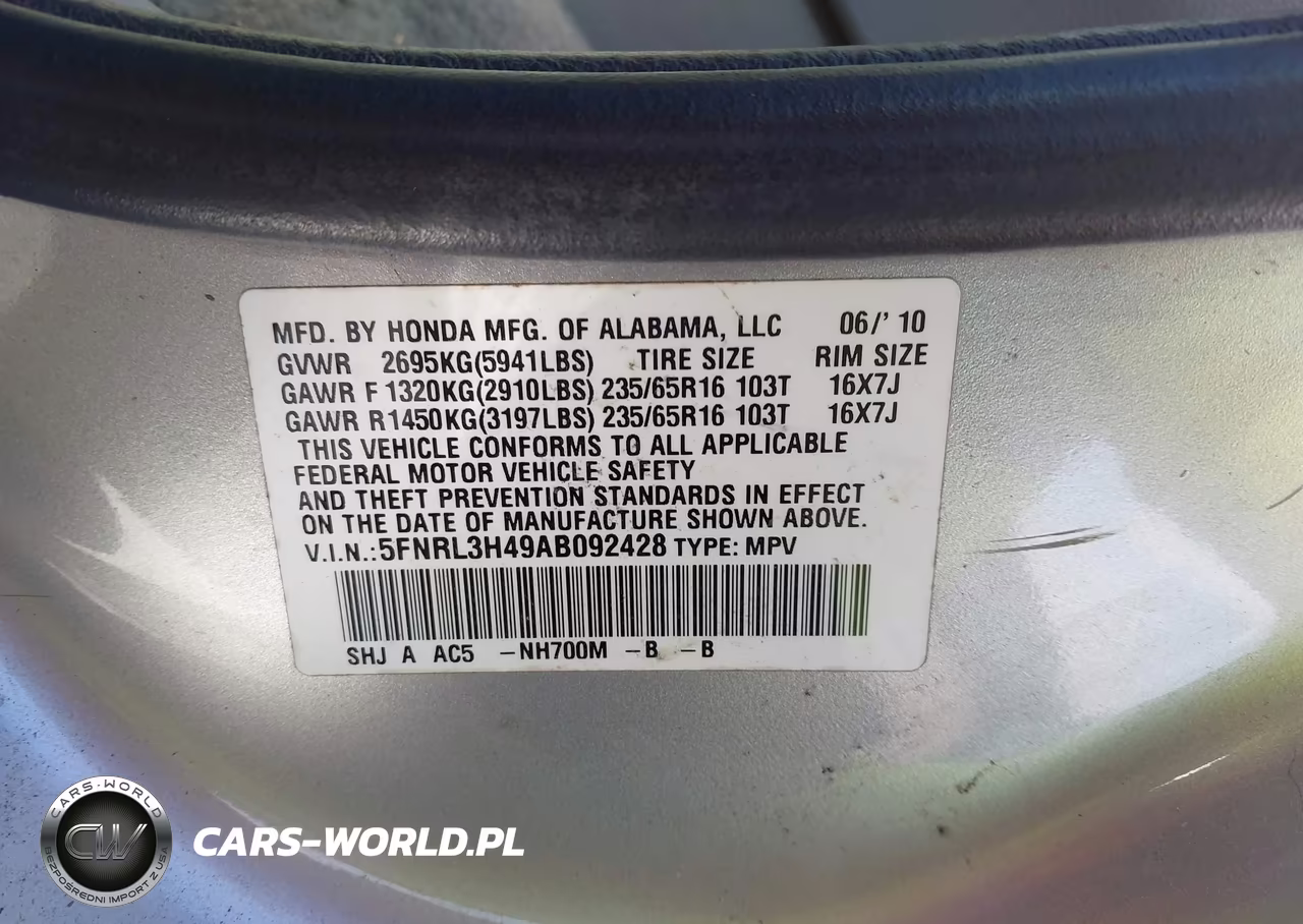 2010 Honda Odyssey Ex VIN:5FNRL3H49AB092428 - 8