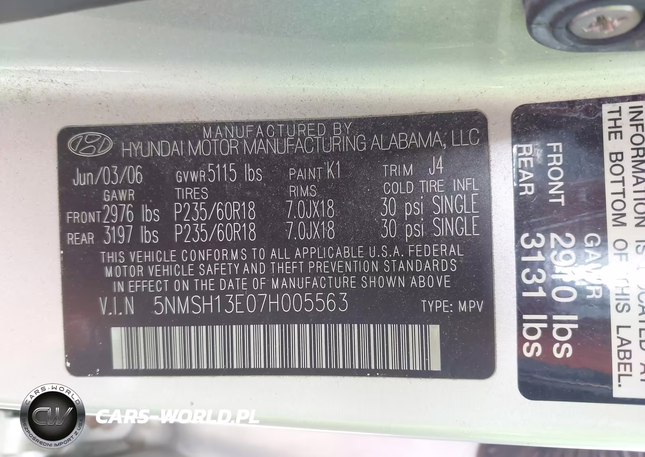 2007 Hyundai Santa Fe Limited-Se VIN:5NMSH13E07H005563 - 9