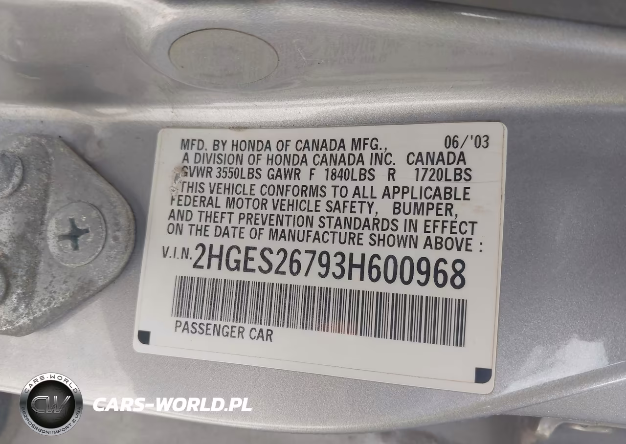 2003 Honda Civic Ex VIN:2HGES26793H600968 - 9