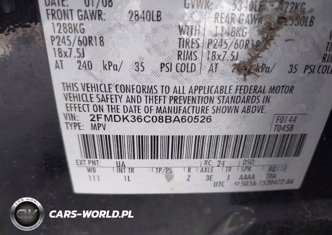 2008 Ford Edge Se VIN:2FMDK36C08BA60526 - 9