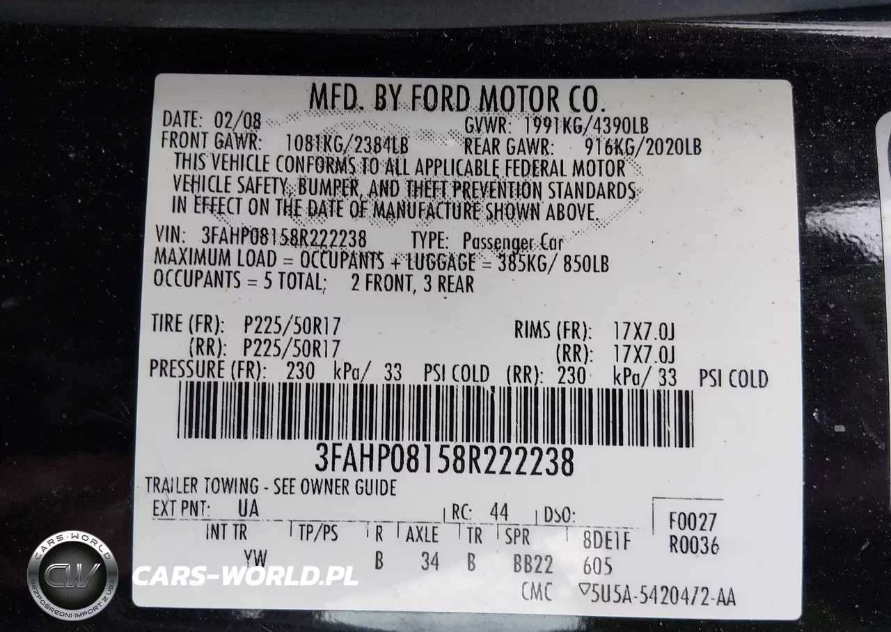 2008 Ford Fusion Sel VIN:3FAHP08158R222238 - 9