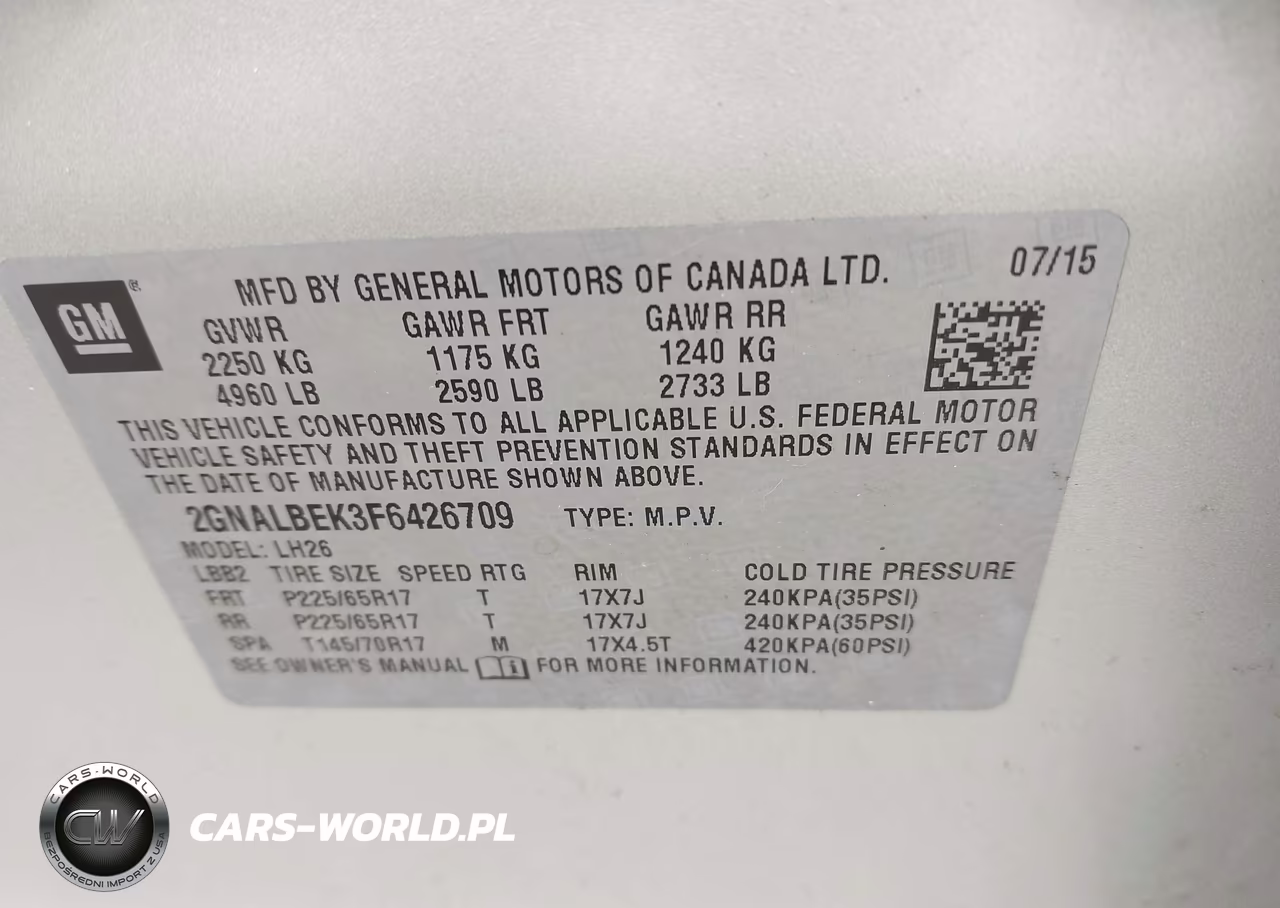 2015 Chevrolet Equinox 1Lt VIN:2GNALBEK3F6426709 - 9