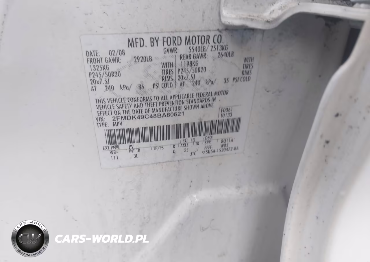 2008 Ford Edge Limited VIN:2FMDK49C48BA80621 - 9