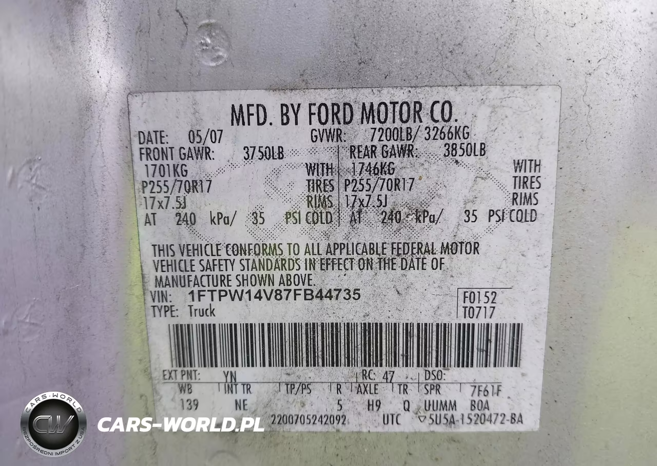 2007 Ford F-150 Fx4-Lariat-Xlt VIN:1FTPW14V87FB44735 - 9