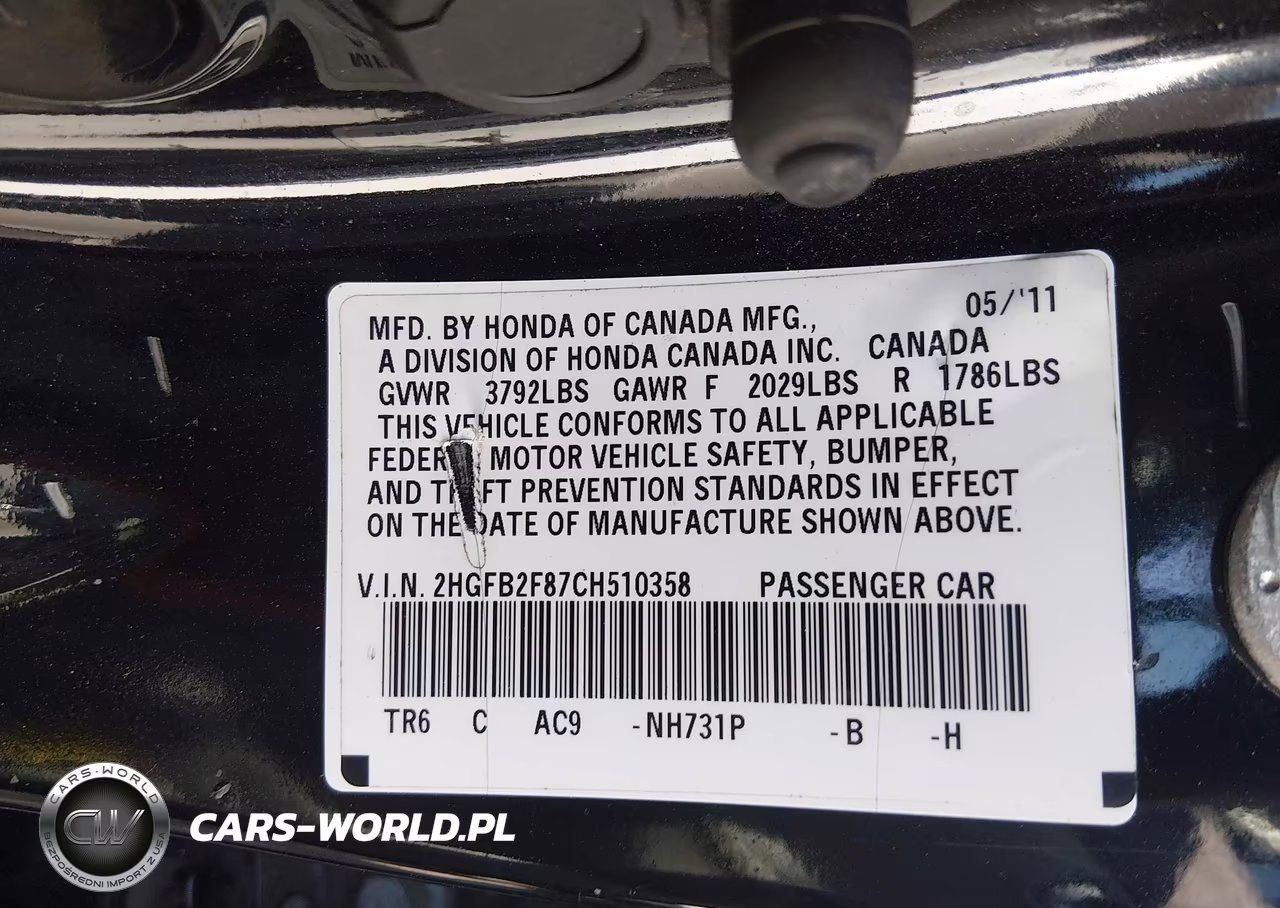 2012 Honda Civic Ex VIN:2HGFB2F87CH510358 - 9