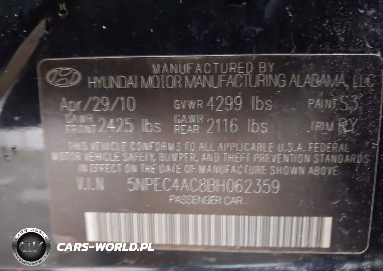 2011 Hyundai Sonata Se VIN:5NPEC4AC8BH062359 - 9