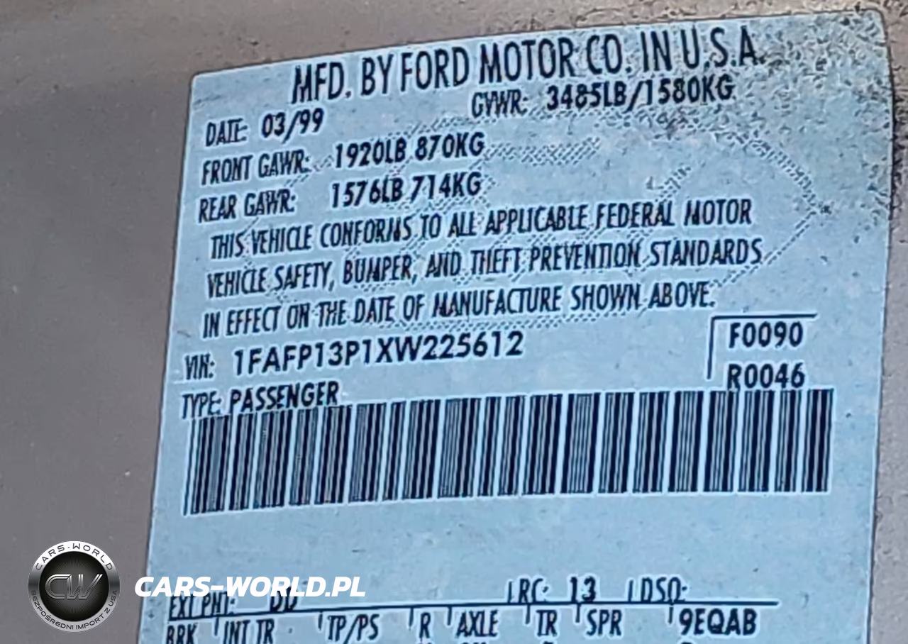 1999 Ford Escort Se VIN:1FAFP13P1XW225612 - 9