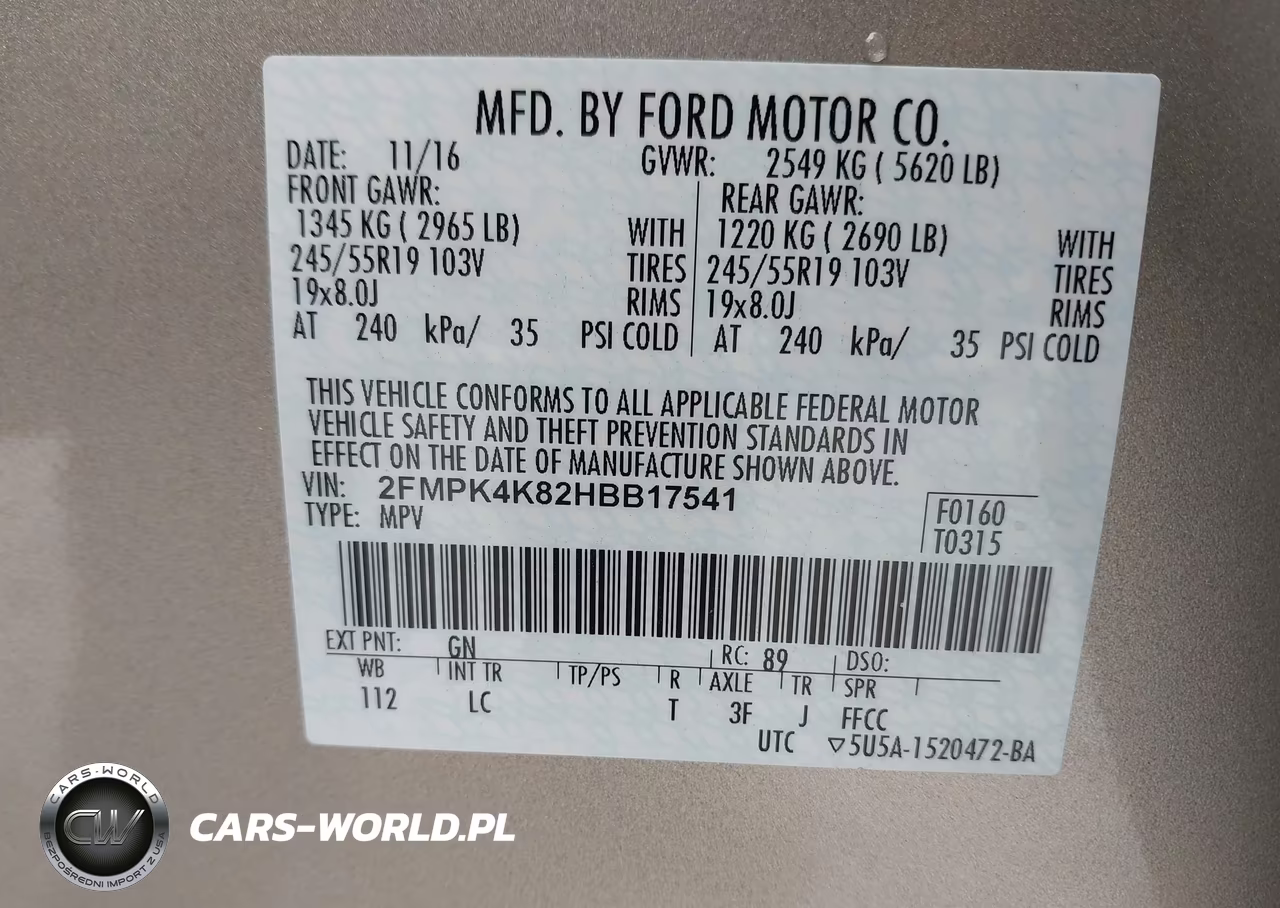 2017 Ford Edge Titanium VIN:2FMPK4K82HBB17541 - 9
