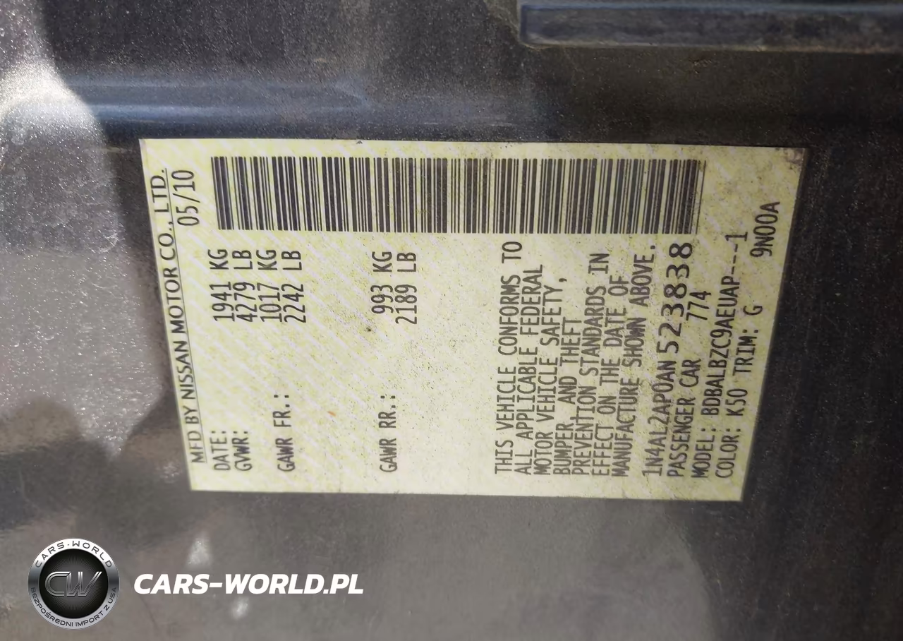 2010 Nissan Altima 2.5 S VIN:1N4AL2AP0AN523838 - 9