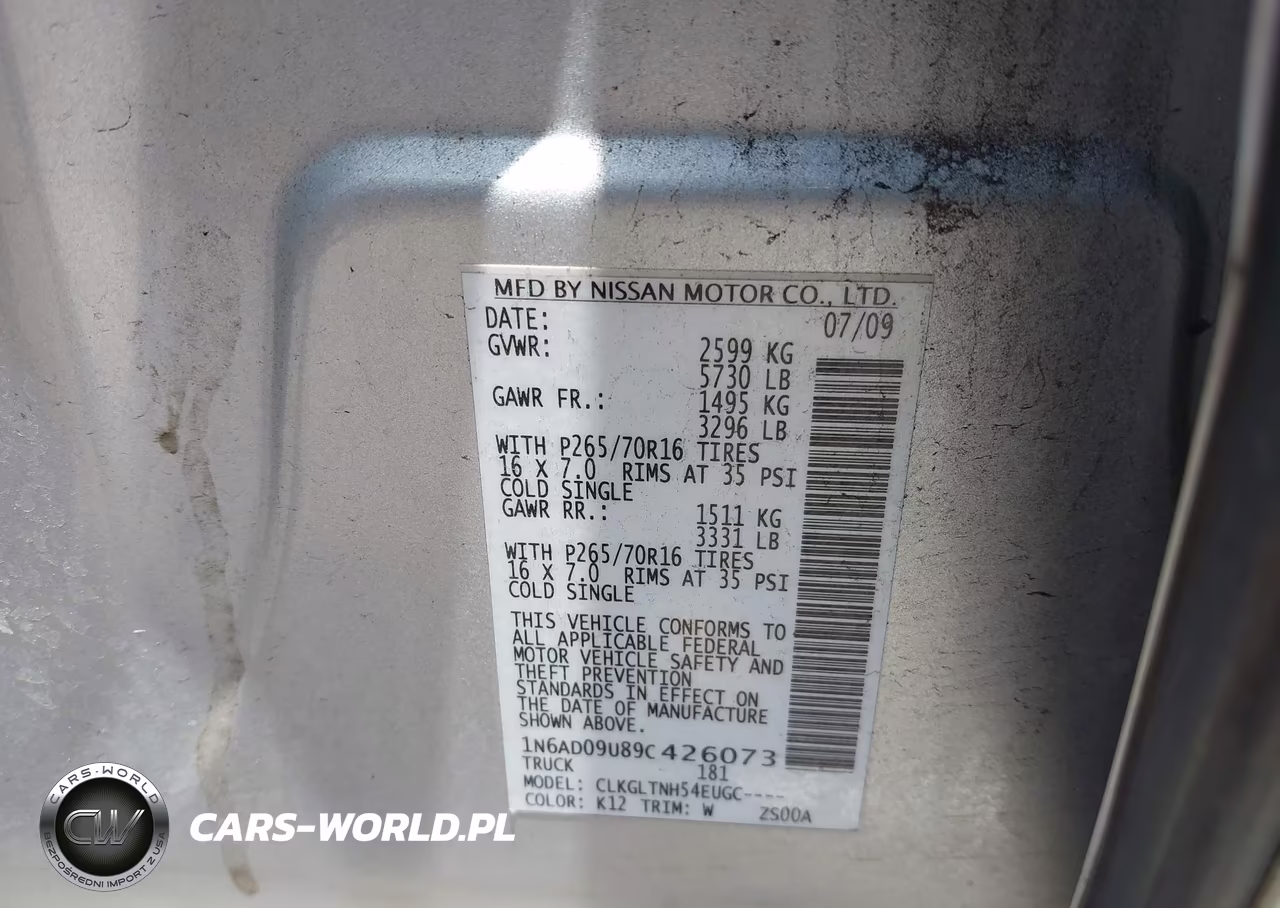2009 Nissan Frontier Se VIN:1N6AD09U89C426073 - 9