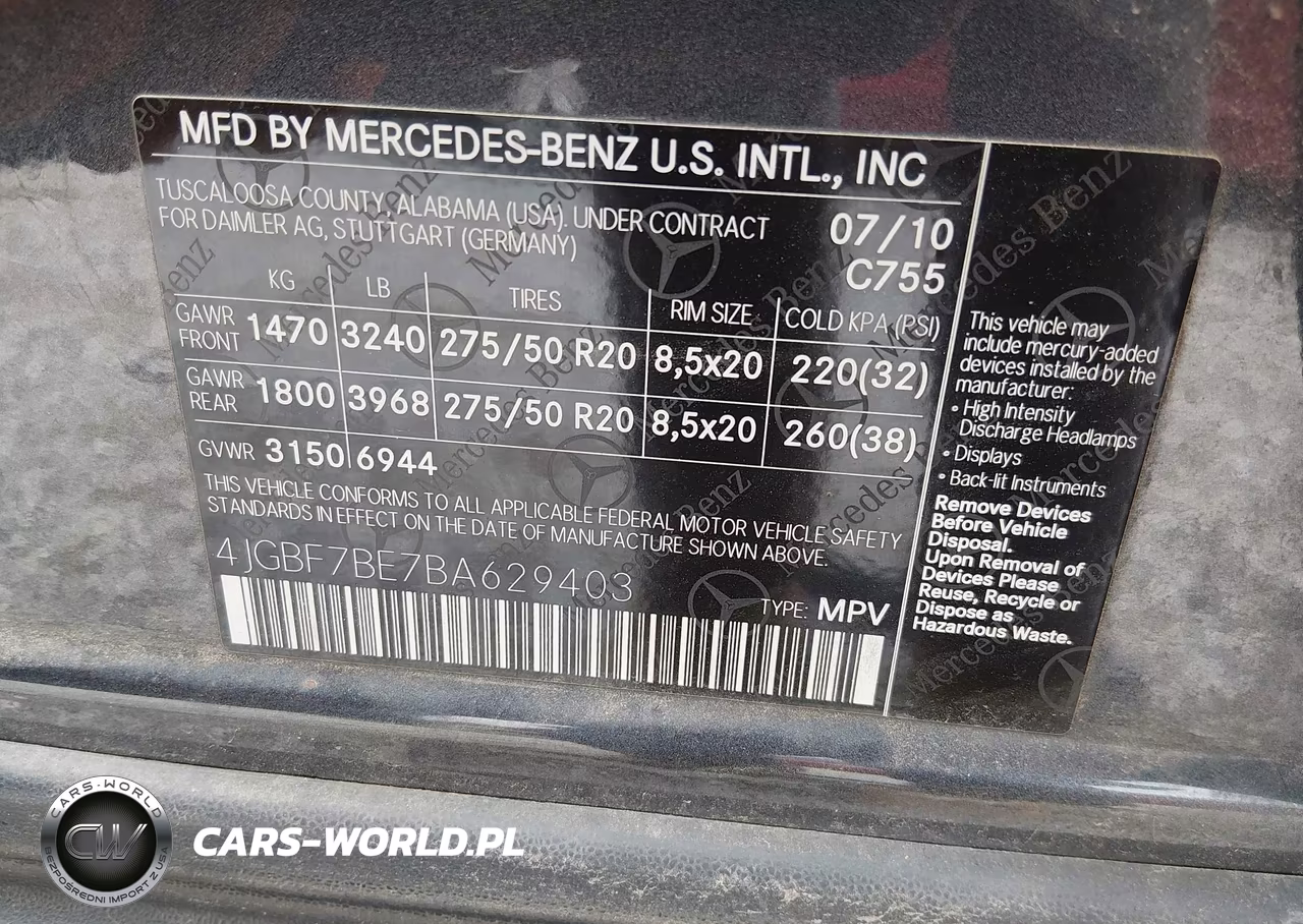 2011 Mercedes-Benz Gl 450 4Matic VIN:4JGBF7BE7BA629403 - 9