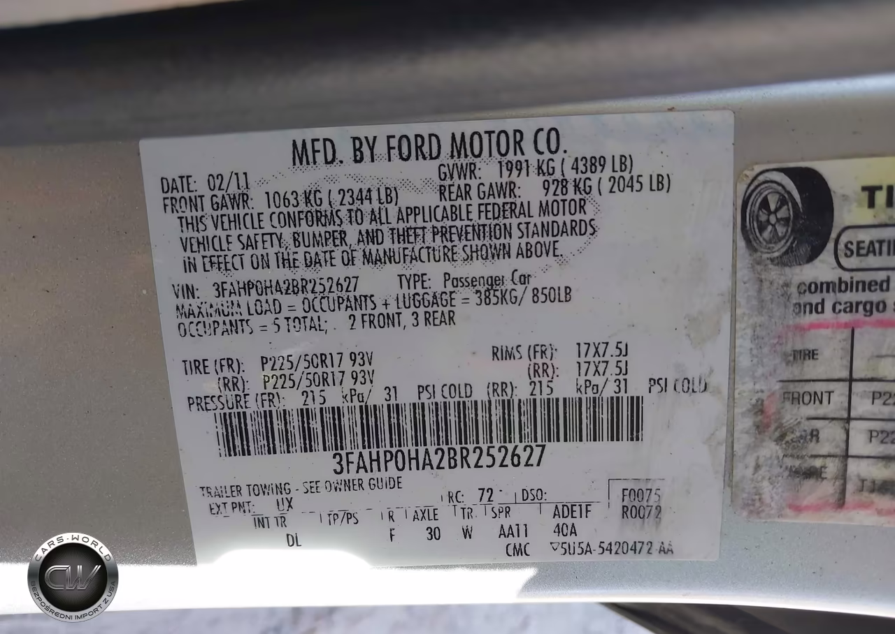 2011 Ford Fusion Se VIN:3FAHP0HA2BR252627 - 9