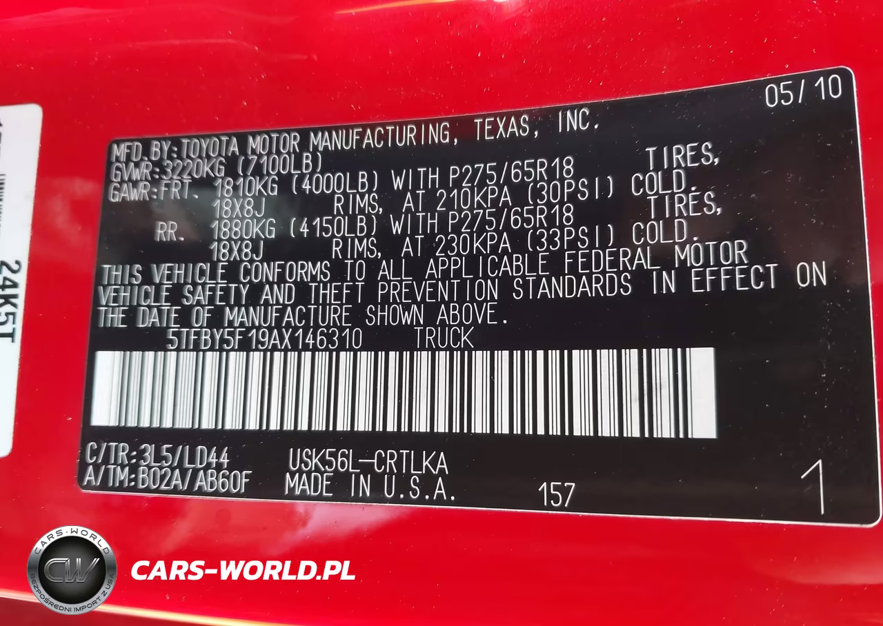 2010 Toyota Tundra Limited 5.7L V8 VIN:5TFBY5F19AX146310 - 9