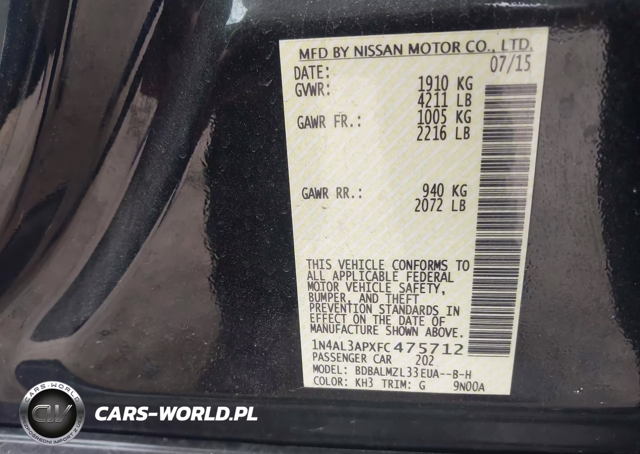 2015 Nissan Altima 2.5 Sv VIN:1N4AL3APXFC475712 - 9