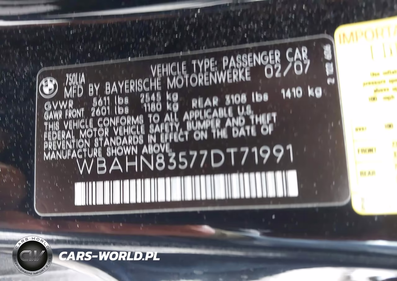 2007 BMW 750Li VIN:WBAHN83577DT71991 - 9
