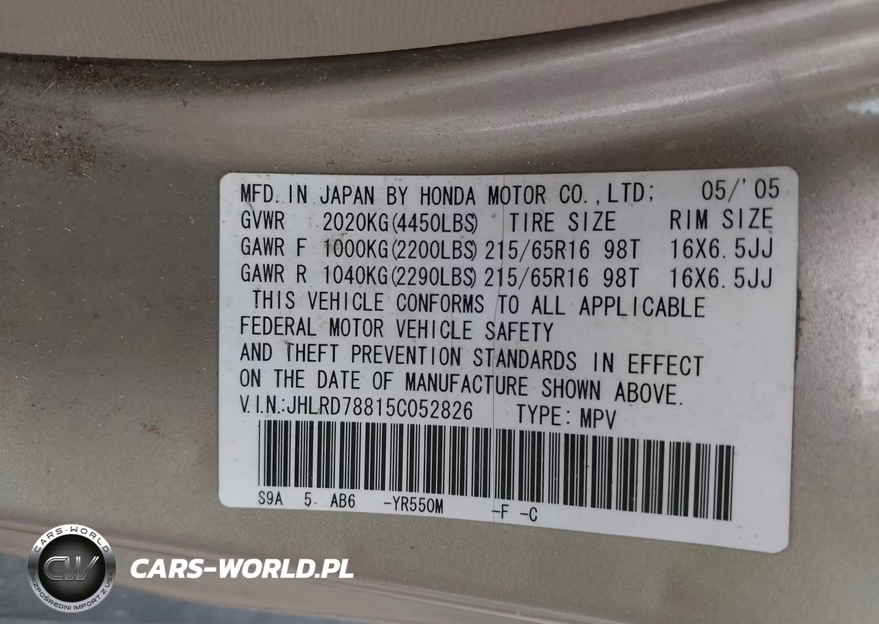 2005 Honda Cr-V Ex VIN:JHLRD78815C052826 - 9