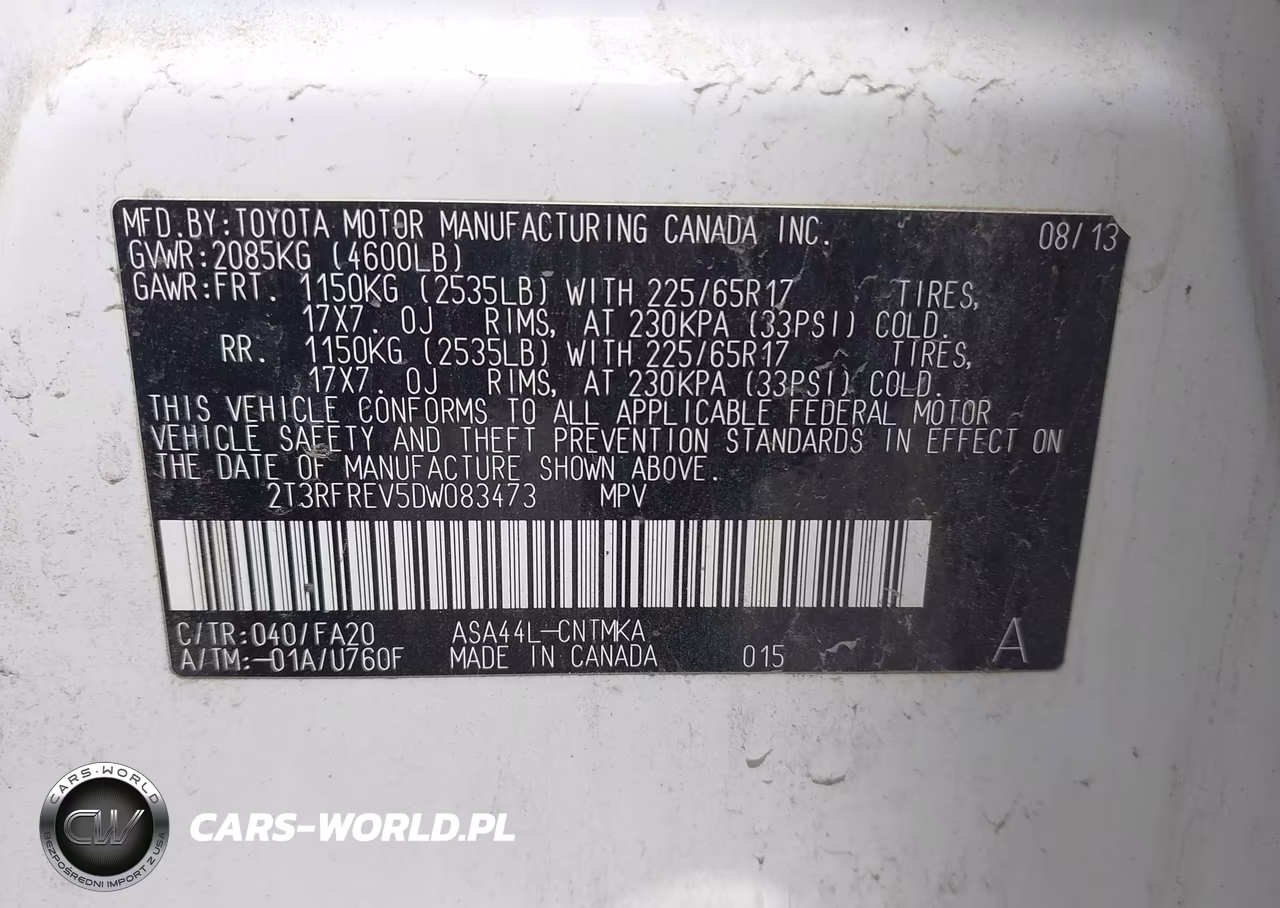 2013 Toyota Rav4 Xle VIN:2T3RFREV5DW083473 - 9