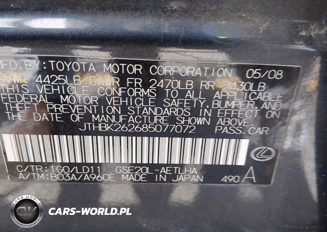 2008 Lexus Is 250 VIN:JTHBK262685077072 - 9