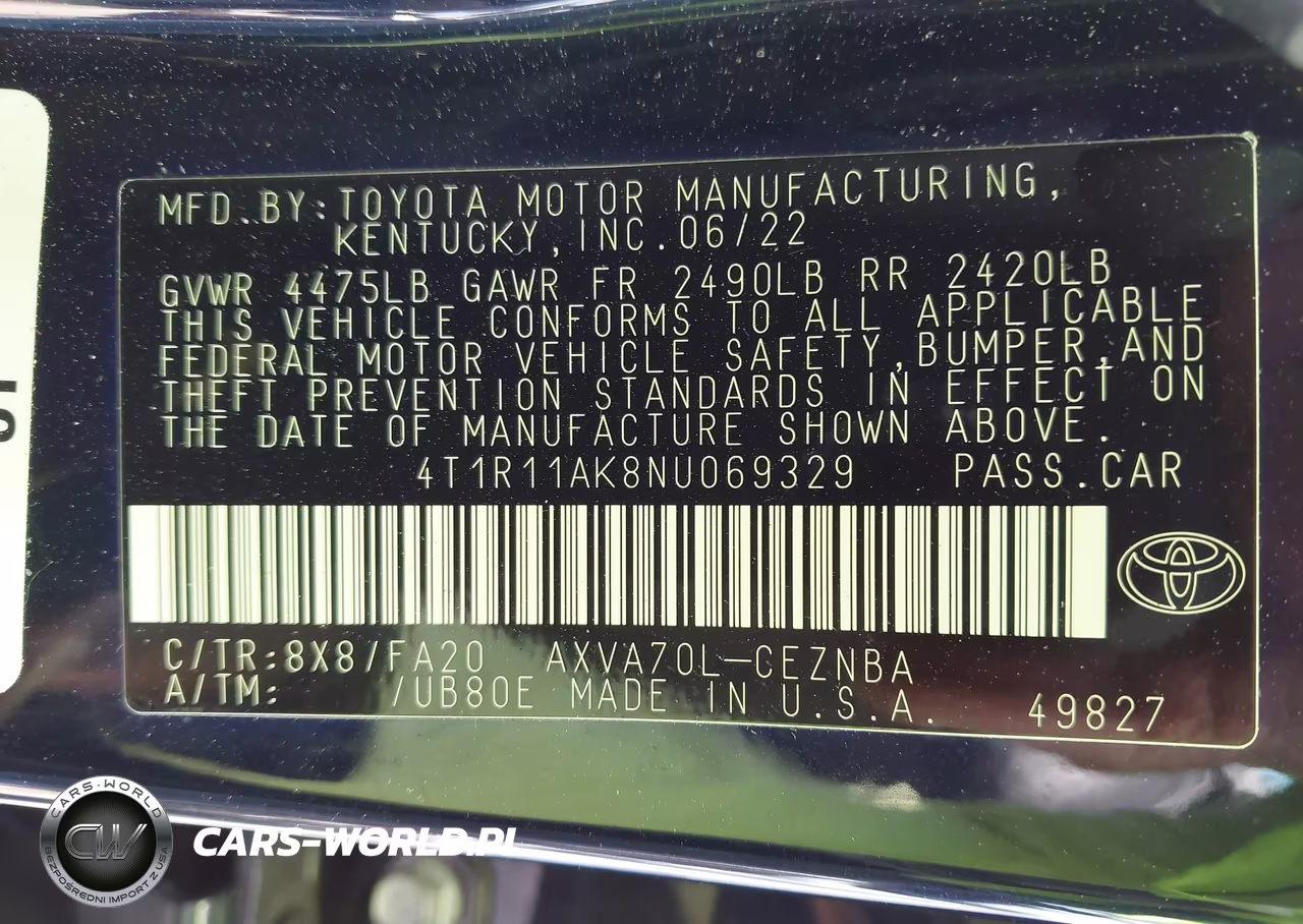 2022 Toyota Camry Le VIN:4T1R11AK8NU069329 - 9