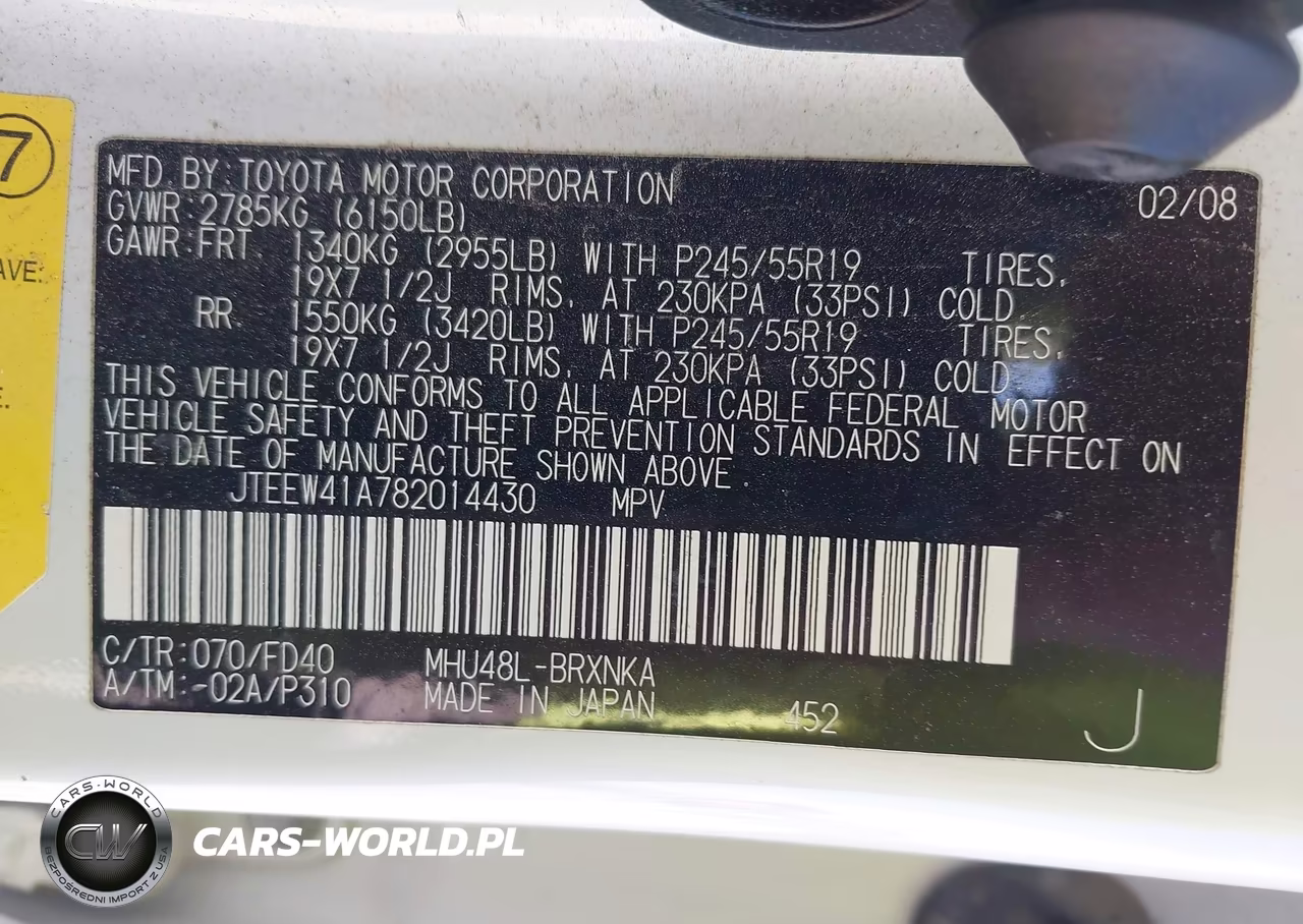 2008 Toyota Highlander Hybrid VIN:JTEEW41A782014430 - 9