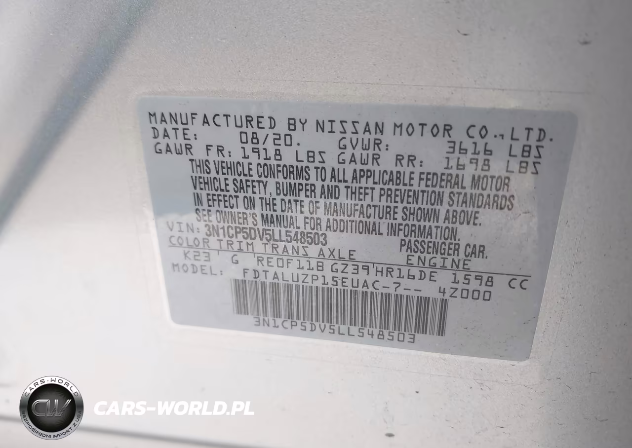 2020 Nissan Kicks Sr Xtronic Cvt VIN:3N1CP5DV5LL548503 - 9