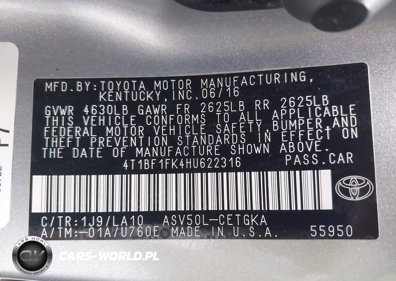 2017 Toyota Camry Xle VIN:4T1BF1FK4HU622316 - 9