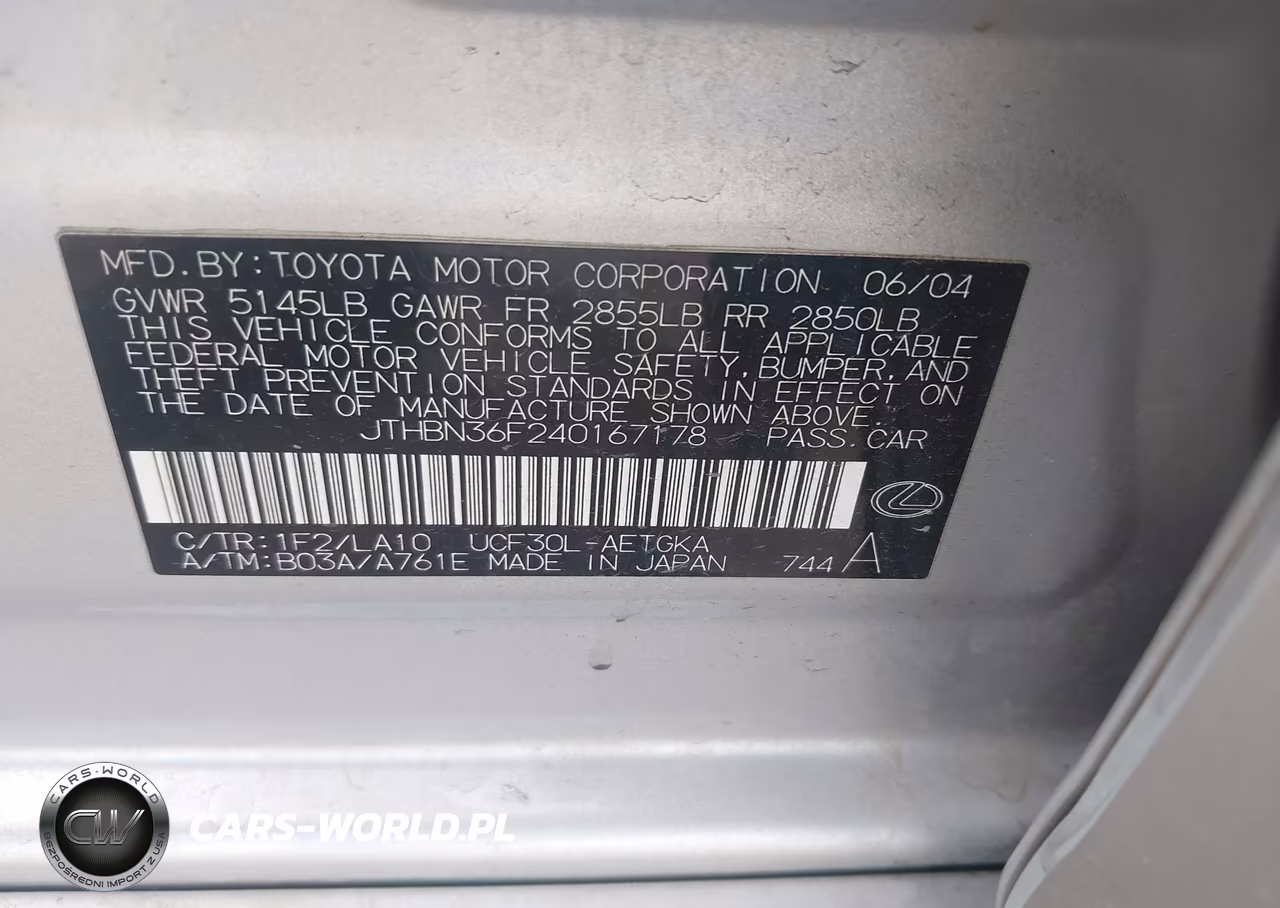 2004 Lexus Ls 430 VIN:JTHBN36F240167178 - 9