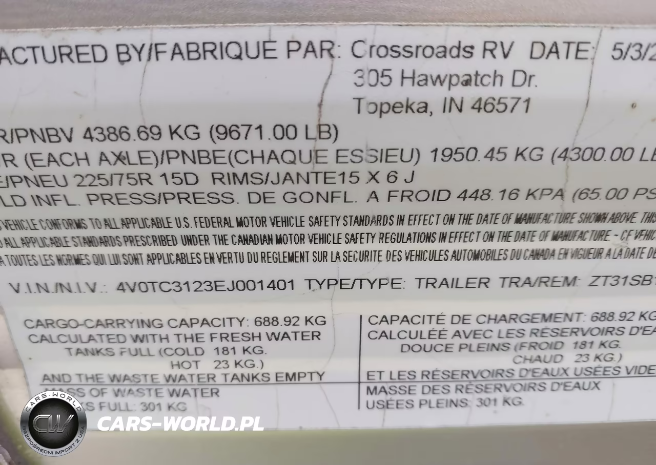 2014 Crossroads Travel Trailer VIN:4V0TC3123EJ001401 - 9