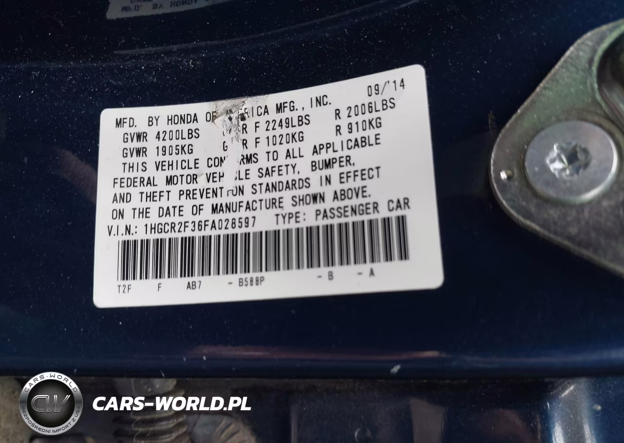 2015 Honda Accord Lx VIN:1HGCR2F36FA028597 - 9