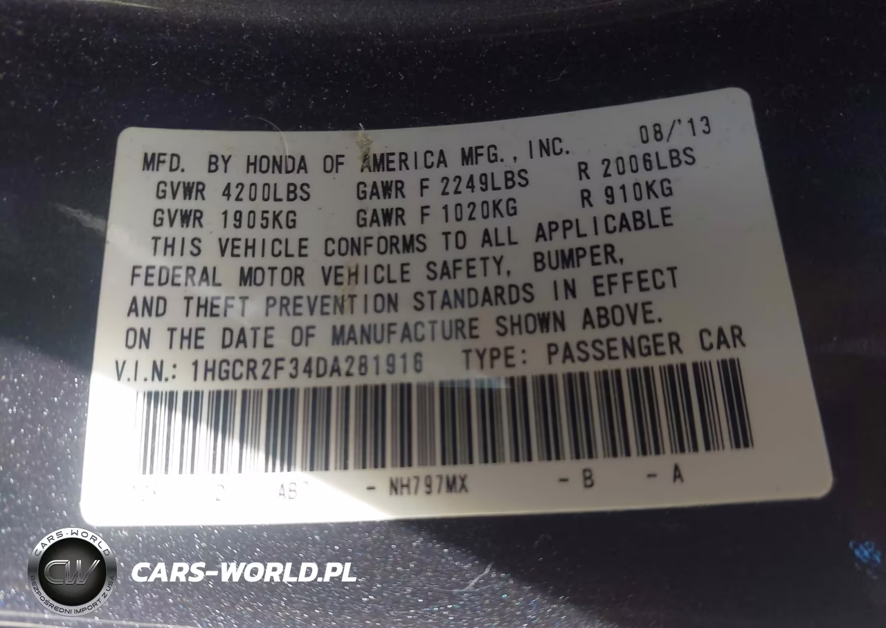 2013 Honda Accord Lx VIN:1HGCR2F34DA281916 - 9