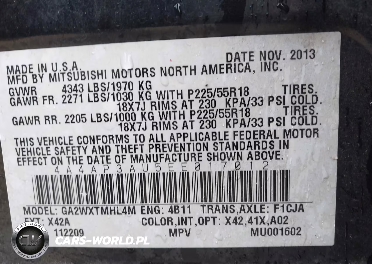 2014 Mitsubishi Outlander Sport Es VIN:4A4AP3AU5EE017012 - 9