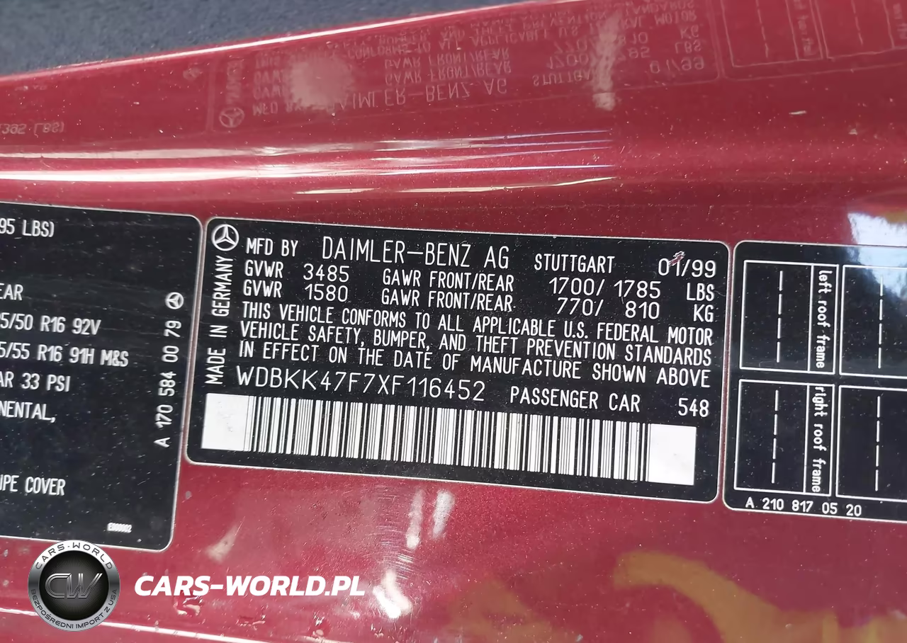 1999 Mercedes-Benz Slk 230 Kompressor VIN:WDBKK47F7XF116452 - 9