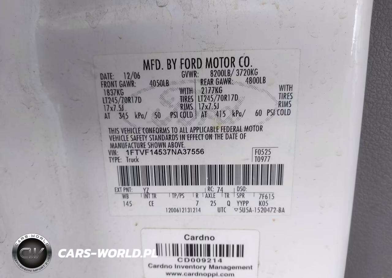 2007 Ford F-150 Xl-Xlt VIN:1FTVF14537NA37556 - 9