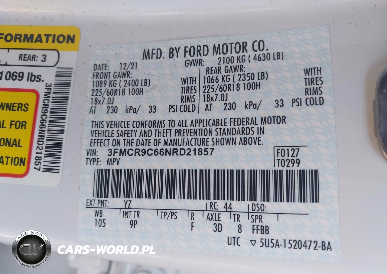 2022 Ford Bronco Sport Outer Banks VIN:3FMCR9C66NRD21857 - 9