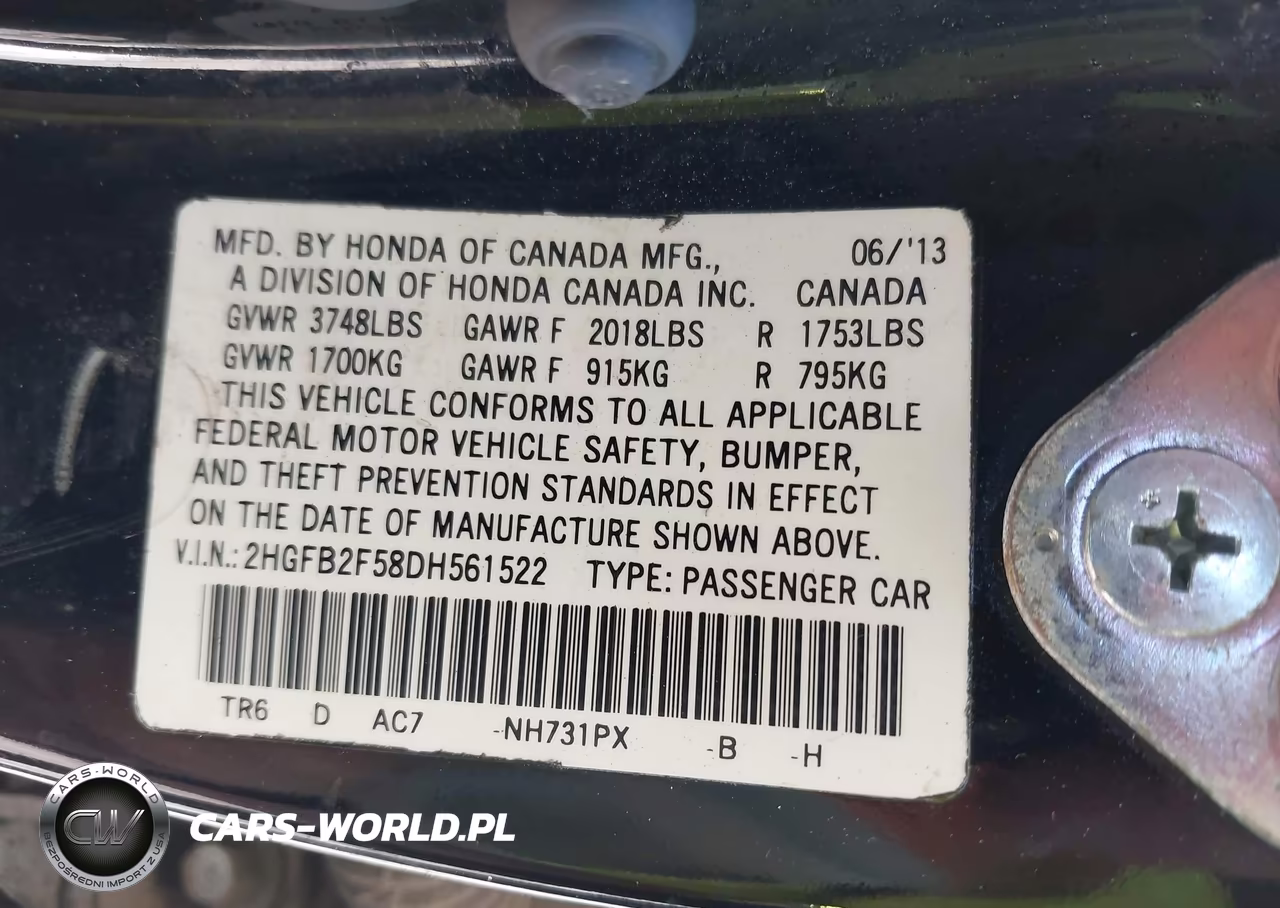 2013 Honda Civic Lx VIN:2HGFB2F58DH561522 - 9