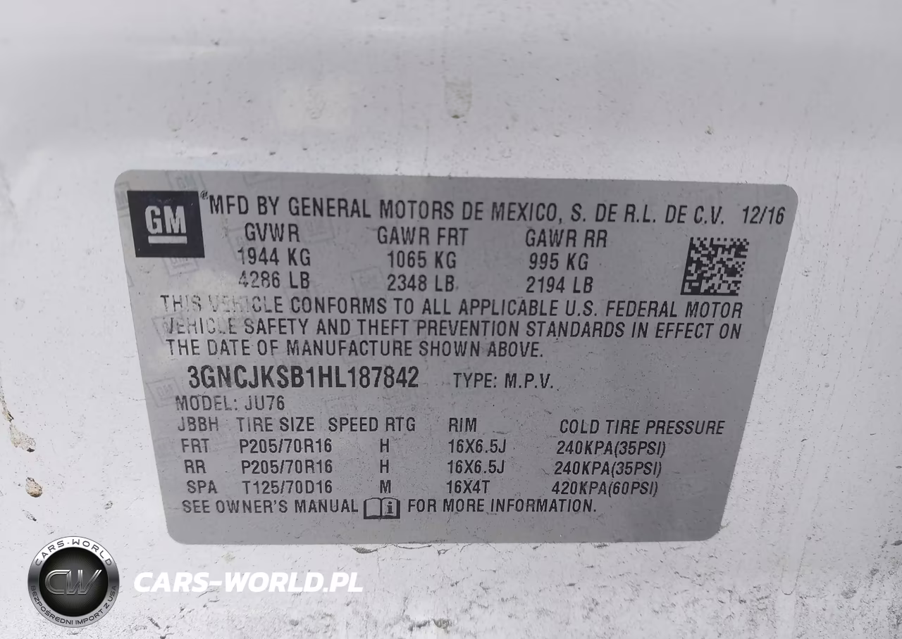 2017 Chevrolet Trax Ls VIN:3GNCJKSB1HL187842 - 9