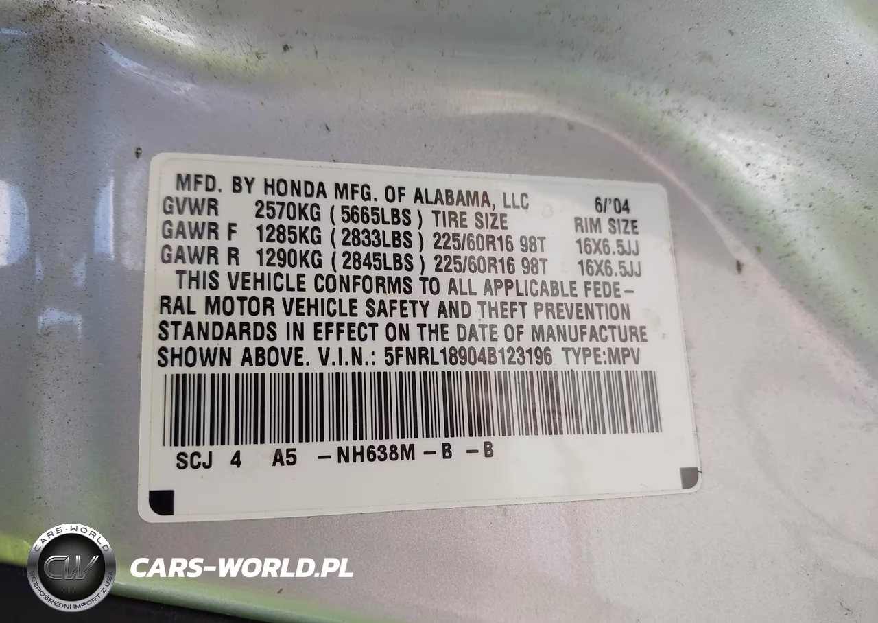 2004 Honda Odyssey Ex-L VIN:5FNRL18904B123196 - 9