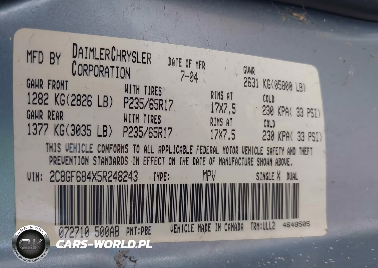 2005 Chrysler Pacifica Touring VIN:2C8GF684X5R248243 - 9