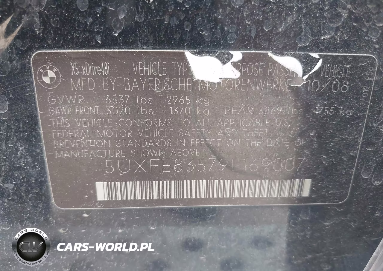 2009 BMW X5 xDrive48I VIN:5UXFE83579L169007 - 9