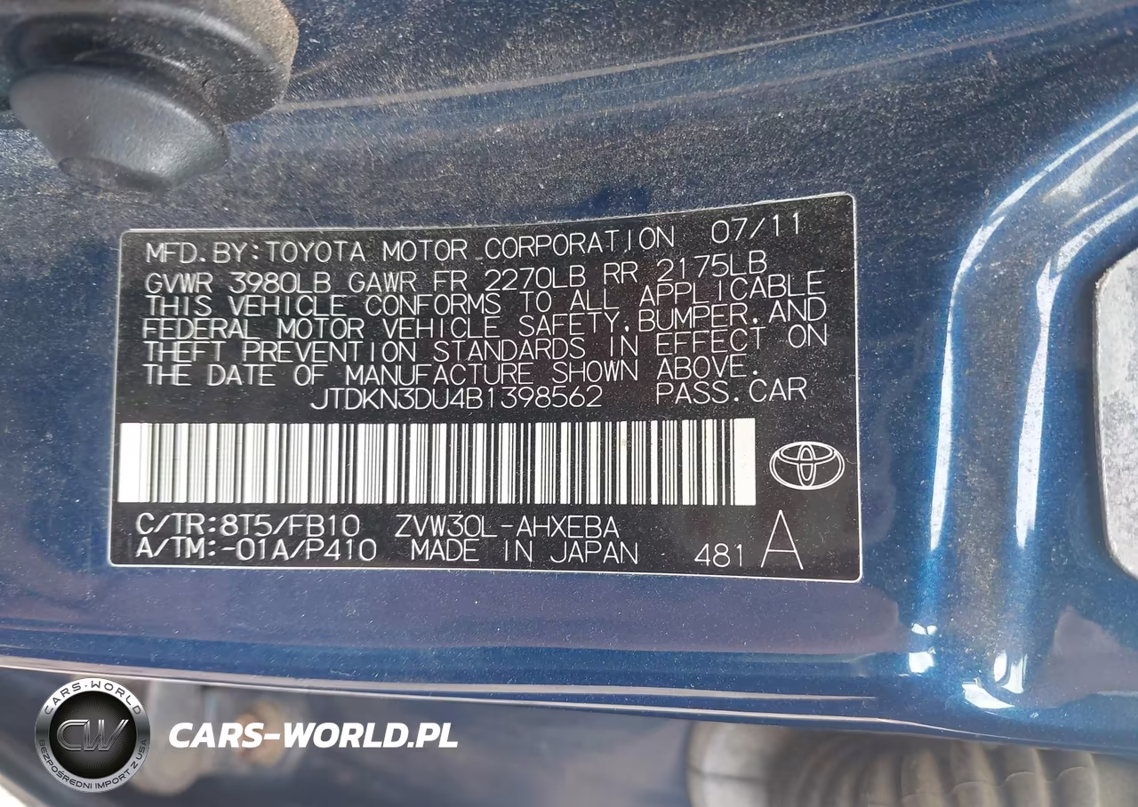 2011 Toyota Prius Two VIN:JTDKN3DU4B1398562 - 9