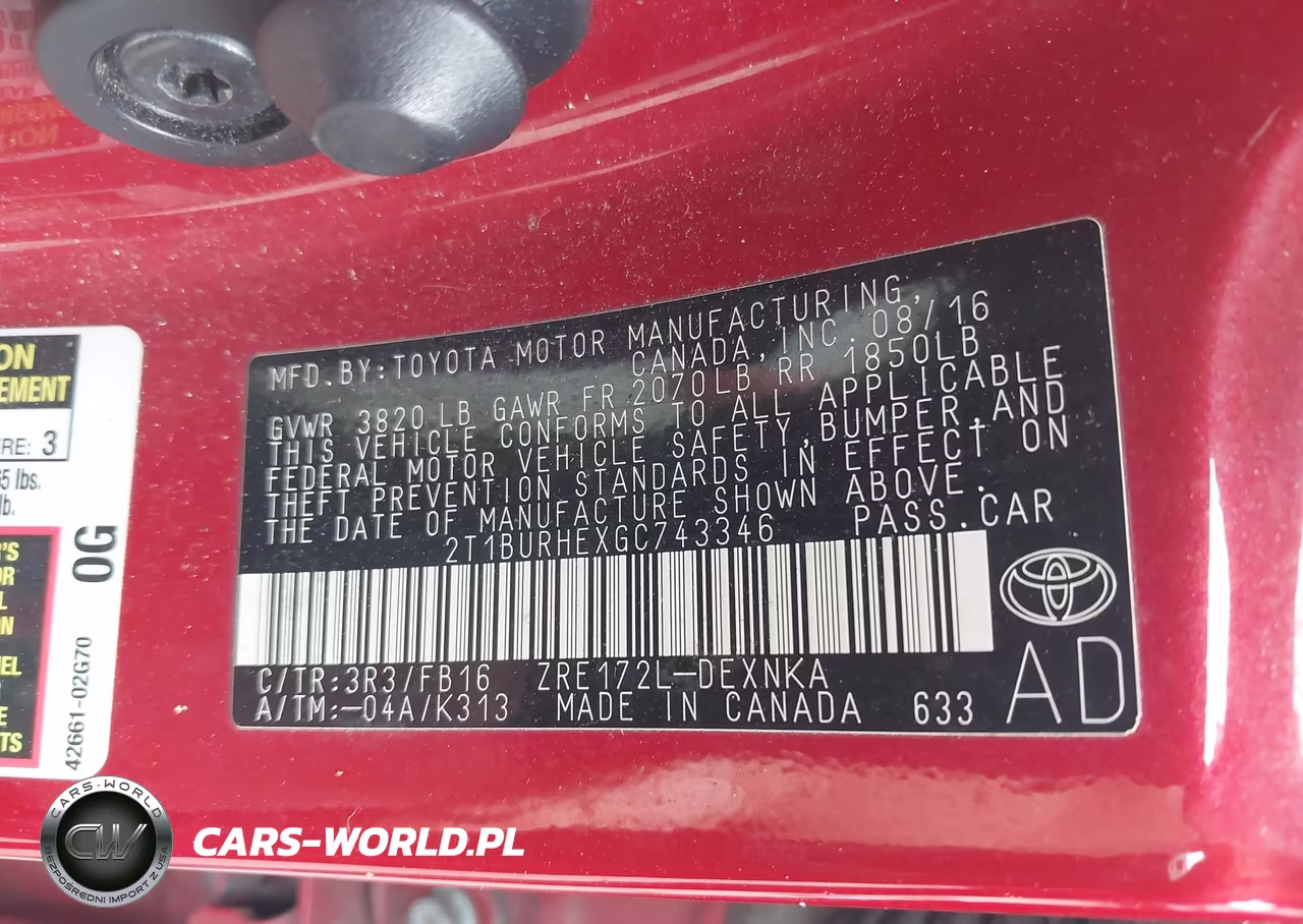 2016 Toyota Corolla Le VIN:2T1BURHEXGC743346 - 9