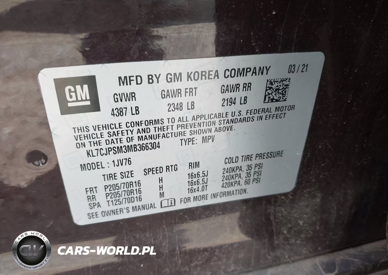 2021 Chevrolet Trax Awd Lt VIN:KL7CJPSM3MB366304 - 9