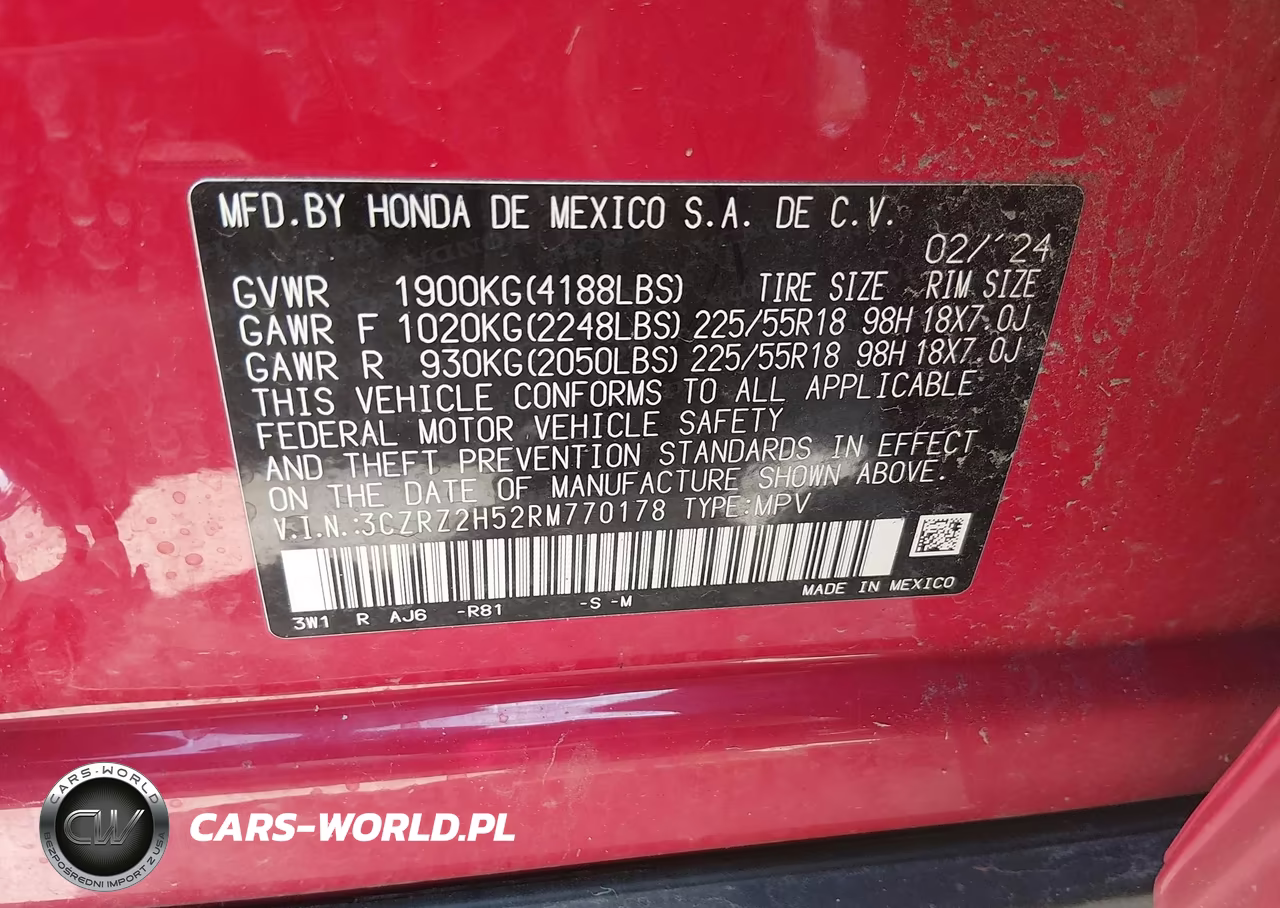 2024 Honda Hr-V Awd Sport-Awd Sport W-O Bsi VIN:3CZRZ2H52RM770178 - 9