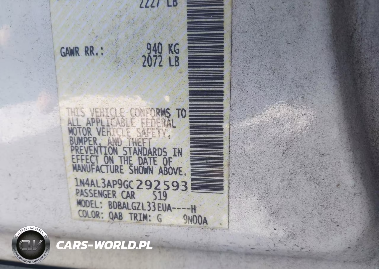 2016 Nissan Altima 2.5 S VIN:1N4AL3AP9GC292593 - 9