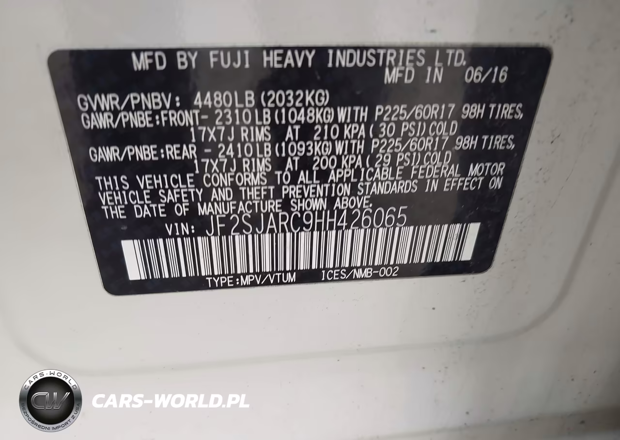 2017 Subaru Forester 2.5I Limited VIN:JF2SJARC9HH426065 - 9